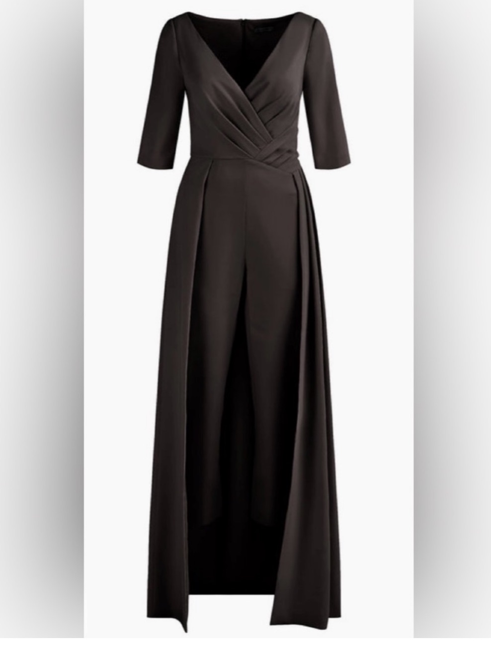 Nwt $328 Kay Unger Daphne Black Walk Through Pant Suit With Skirt Size 14